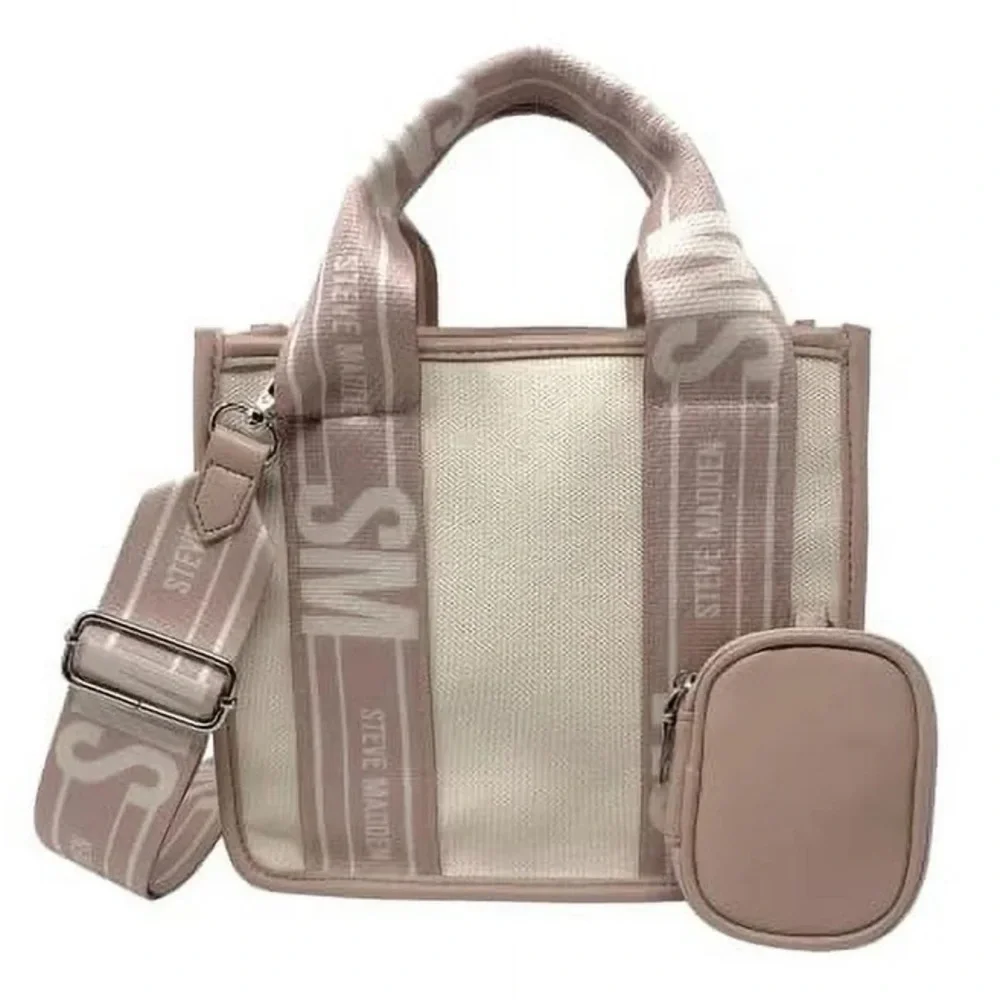 Steve Madden Canvas Crossbody Tote Set – NWT, Logo Strap + Bonus Pouch - Picture 6 of 6